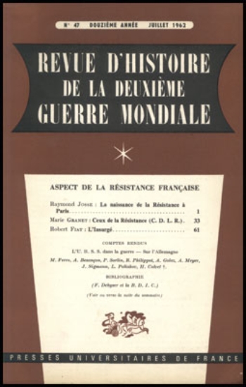 Bild von Revue d`Histoire de la Deuxième Guerre Mondiale. Année 12, N° 47