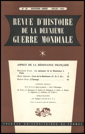 Image de Revue d`Histoire de la Deuxième Guerre Mondiale. Année 12, N° 47