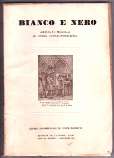 Image de BIANCO E NERO rassegna mensile di studi cinematografici. ANNO XI. N° 12