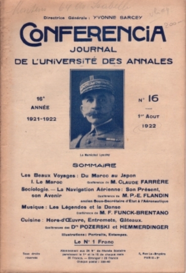 Bild von Conferencia - journal de l'université des annales - 16e année - n° 16 - 1er aout