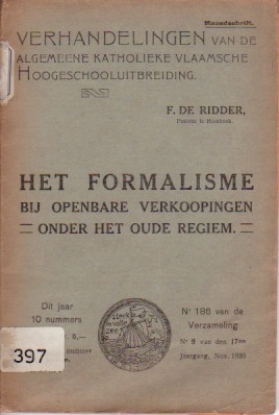 Bild von Het formalisme bij openbare verkoopingen onder het oude regiem