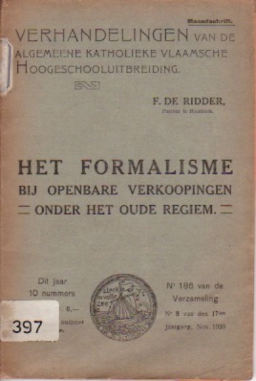 Bild von Het formalisme bij openbare verkoopingen onder het oude regiem