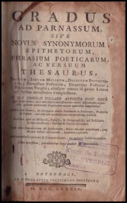 Bild von Gradus ad parnassum, sive novus synonymorum, epithetorum, phrasium poeticarum ac versuum thesaurus