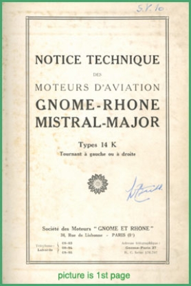 Bild von Notice Technique des Moteurs d'Aviation Gnome-Rhone, Mistral-Major types 14 K Tournant gauche et à droite