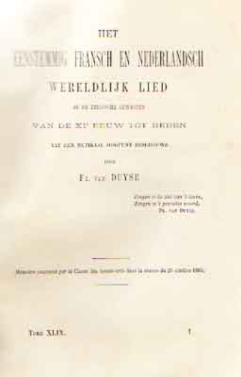 Bild von Het Eenstemmig Fransch en Nederlandsch Wereldlijk Lied in de Belgische gewesten van XIe eeuw tot heden