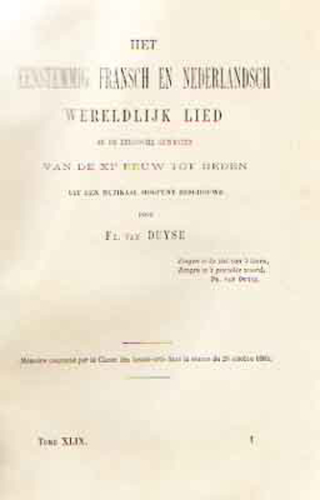 Afbeeldingen van Het Eenstemmig Fransch en Nederlandsch Wereldlijk Lied in de Belgische gewesten van XIe eeuw tot heden