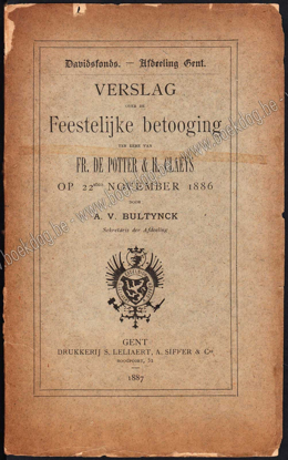 Image de Verslag over de feestelijke betooging ter eere van Frans de Potter en Hendrik Claeys op 22sten november 1886