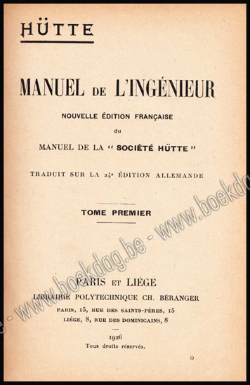 Image de Hütte. Manuel de l'ingénieur. Set de 3 tomes