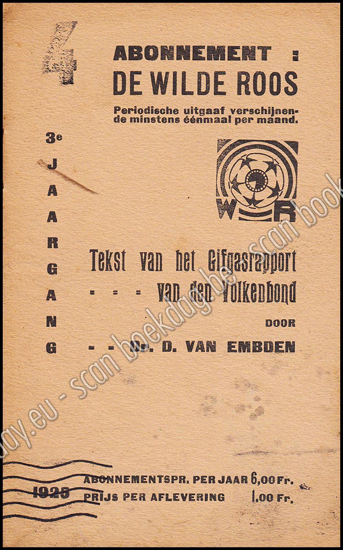 Image de De Wilde Roos. Jrg 3, Nr. 4 , 1925. Tekst van het Gifgasrapport van den Volkenbond