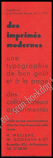 Image de Jos Léonard. Bladwijzer/Marque-page pour l'imprimerie Wellens-Godenne. 1931