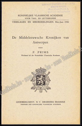 Picture of De Middeleeuwsche Kronijken van Antwerpen. Verslagen en Mededeelingen, Mei-Juni 1936. Gesigneerd