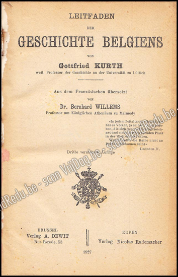 Image de Leitfaden der Geschichte Belgiens (of: Kurzer Abriss der Geschichte Belgiens zum Gebrauch der Elementarschulen. Aus dem Französischen übersetzt von Bernhard Willems)